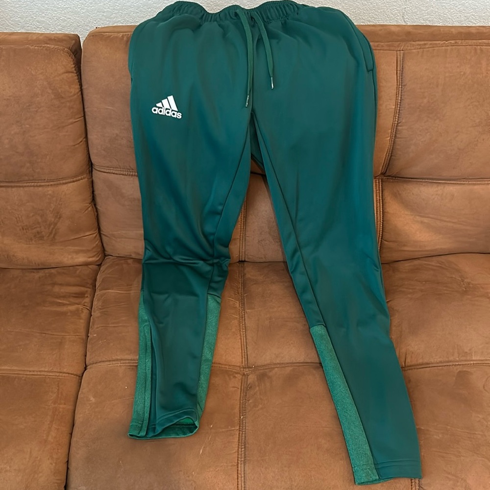 Green adidas joggers